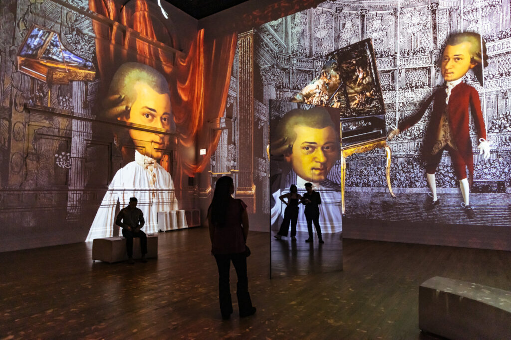 Image projections from Mozart Immersive: Soul of a Genius . 